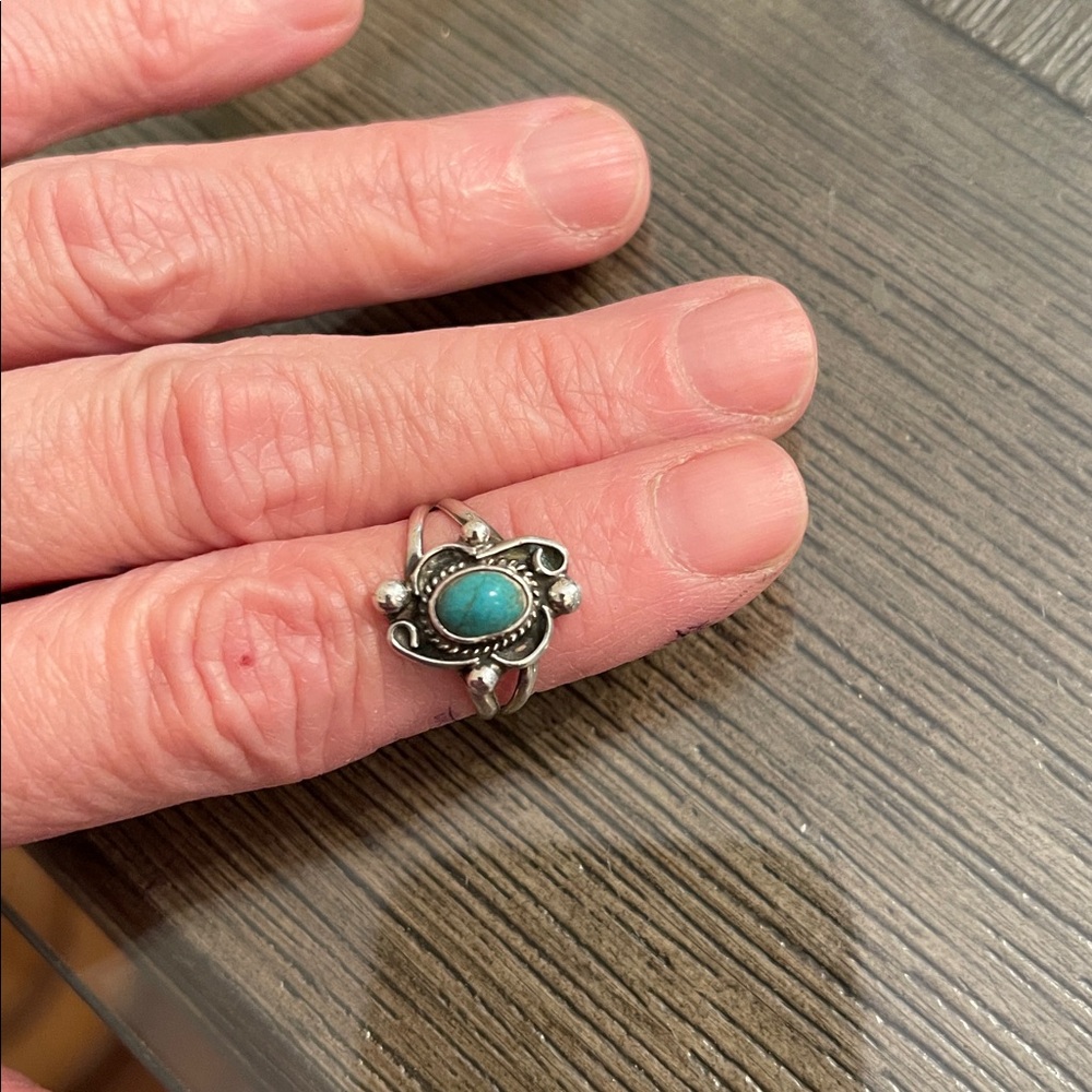 Vintage Native American Style Turquoise Silver Women's Ring Size 5 1/2” - Picture 17 of 17